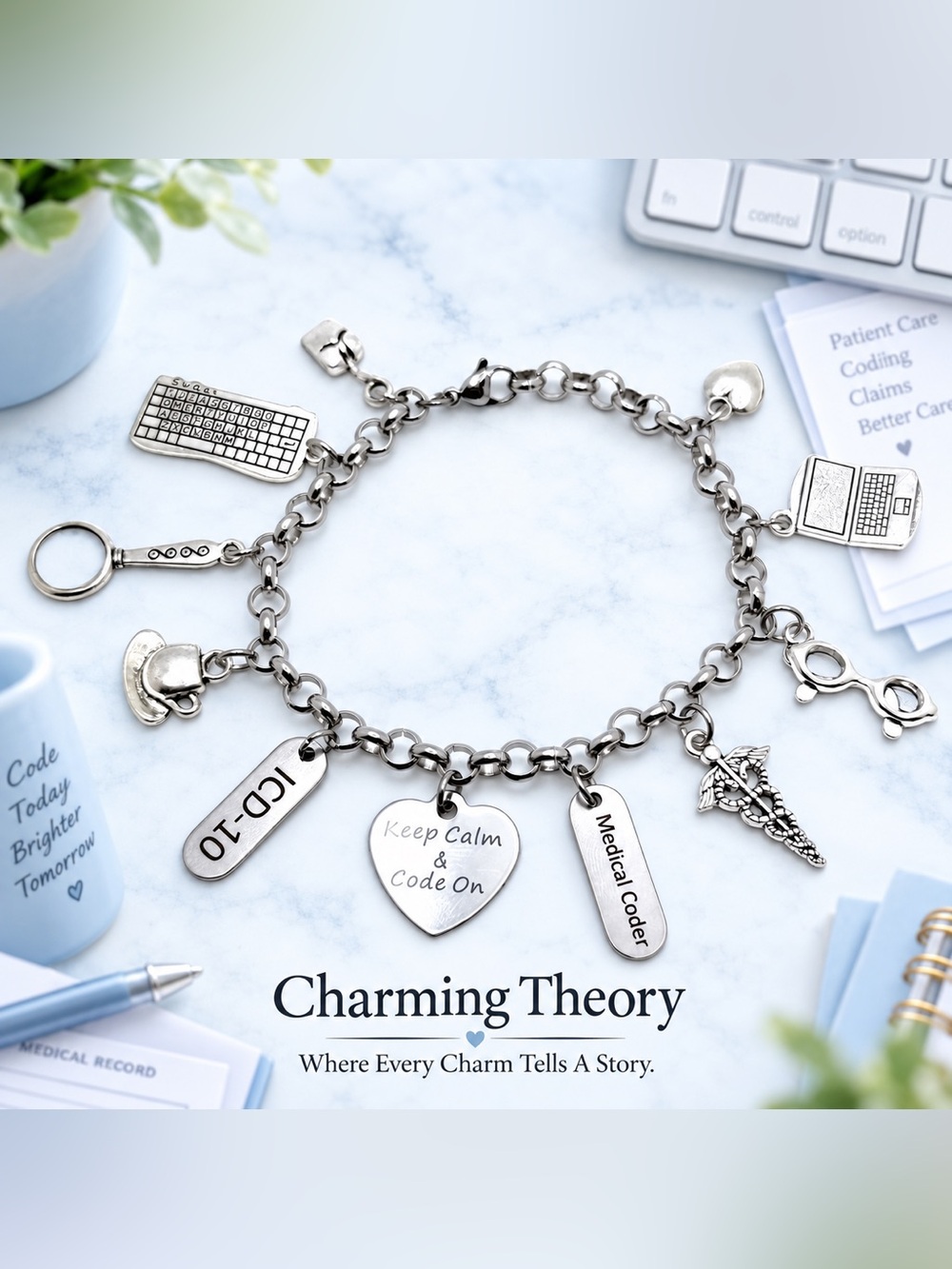 Medical Coder ICD-10 Charm Bracelet